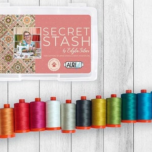 Aurifil Secret Stash Collection Brights EDYTA SITAR LBQ Mako Cotton 50 Weight Wt Large Spool Rainbow Color Quilting Thread Set of 12