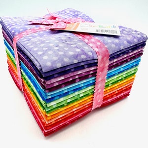 Java Batiks Rainbow Dot Purple Blue Red Green Yellow Orange Batik Fat Quarters 20 Fqs Fabric 18 x 22 FQ-MASJAB-RAD