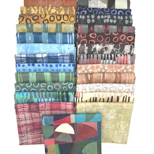 IN STOCK Windham Sketchbook 21 Marcia Derse Modern Abstract Art Blue Green Brown Grey Cotton Fabric 25 Half Yards Set