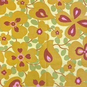 Retired Rowan AMY BUTLER Out of Print Mid Century Modern Floral Lotus Flower Gold Green Rust Pink Cotton Fabric Half Yard