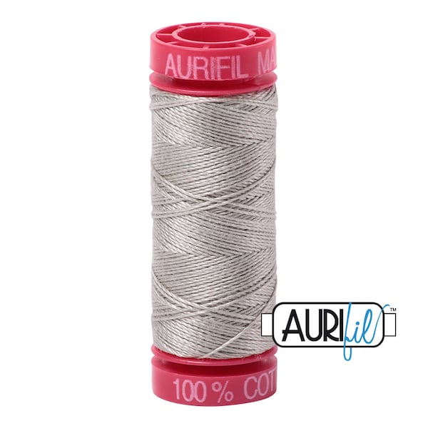 AURIFIL 5021 Light Grey Gray MAKO 12 Weight Wt 54 Yards Spool Quilt Cotton Quilting Thread