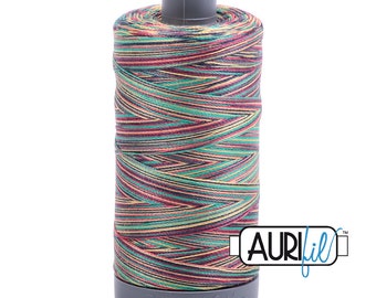 AURIFIL 3817 Marrakesh Rainbow Variegated   28 Weight Wt 750m 820y Pink Blue Yellow Green Rainbow Spool Quilt Cotton Quilting Thread