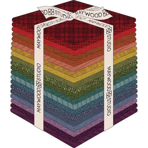 Flannel Colors Volume 2 20 Fat Quarters Rainbow Maywood Woolies Flannel Red Orange Blue Green Yellow Cotton Flannel Fabric FQ