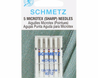 Schmetz Sharp Microtex Sewing Machine Needle Size 80/12 1730 5 Pack