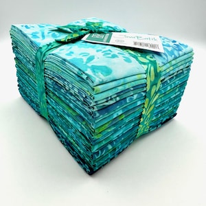 Java Batiks Turquoise Blue Light to Dark Turquoise Version 2 Batik Fat Quarters 20 Fqs Fabric 18 x 22 FQ-MASJAB-TUQ2