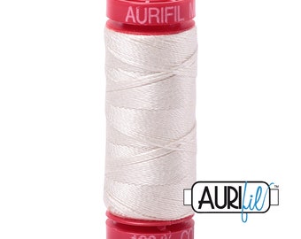 AURIFIL 2309 Silver White Neutral MAKO 12 Weight Wt 54 Yards Spool Quilt Cotton Quilting Thread