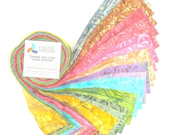 Java Batiks SPRING BOQUET Cotton Batik Fabric 2.5 Inch Strip Jelly Roll -SPBO