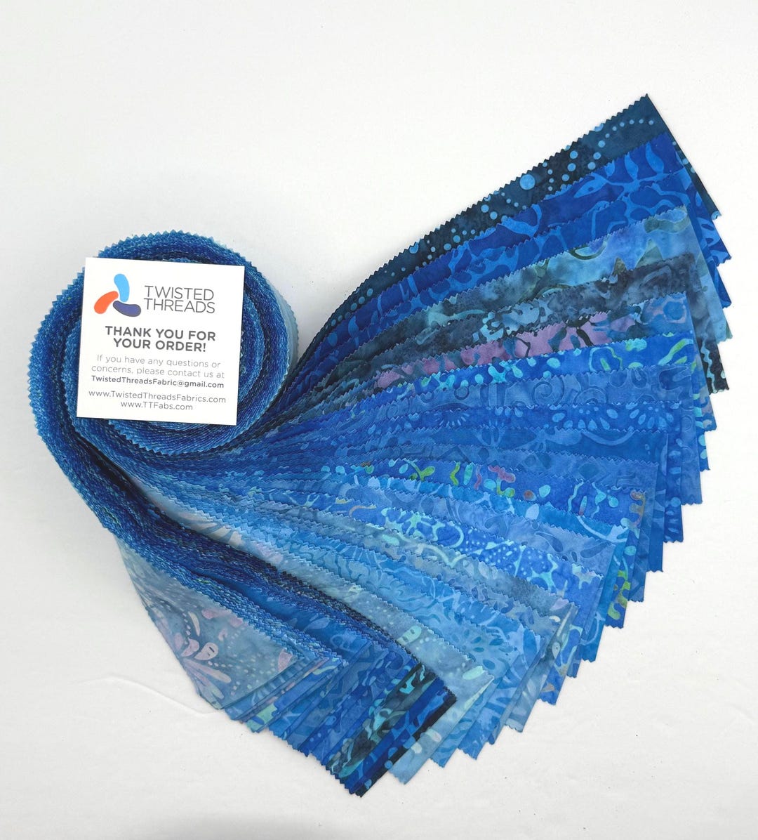 Java Batiks Blue Batik Jelly Roll 40 2.5 Inch Fabric Strips ST-MASJAB ...