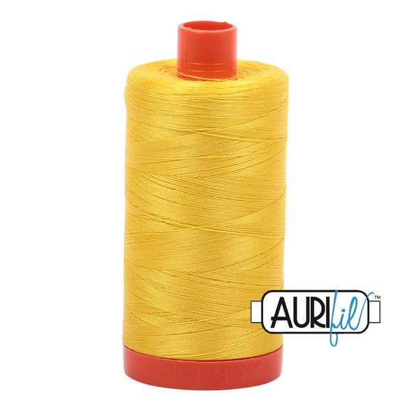 AURIFIL 2120 Canary Yellow MAKO 50 Weight Wt 1300m 1422y Spool Quilt Cotton Quilting Thread