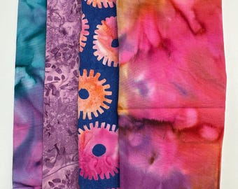 Assorted Batik 4 Half Yards Blue Pink Fuchsia Purple Orange Stash Builder Marbled Batik Cotton Batik Fabric 2 Total Yards A10
