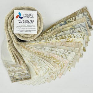 Java Batiks Tan Beige Cream Batik Jelly Roll 40 2.5 Inch Fabric Strips ST-MASJAB-TAN2