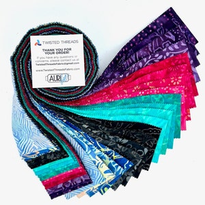 Java Batiks Galaxy Black Blue Teal Magenta Pink Batik Jelly Roll 40 2.5 Inch Fabric Strips ST-MASJAB-GAL