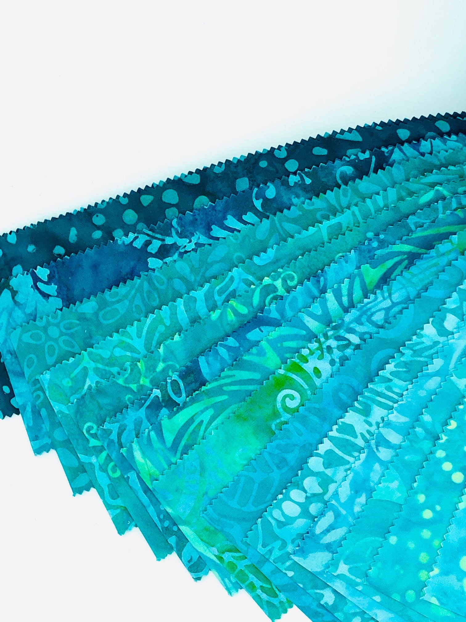 Java Batiks Turquoise Blue Green Batik Jelly Roll 40 2.5