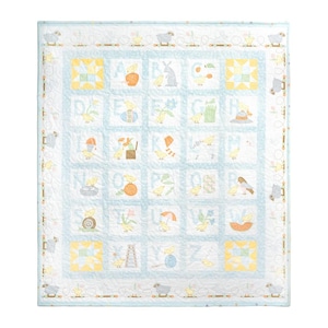 Little Chick-A-Dee Quilt Kit Little Chicks BLUE Flannel Bonnie Sullivan Flannel Fabric Green Blue Yellow Cotton Fabric Quilt Kit 36x42