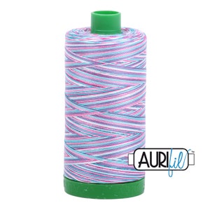 AURIFIL Variegated 4647 Berrylicious MAKO 40 Weight Wt 1000m 1094y Pink White Blue Spool Quilt Cotton Quilting Thread