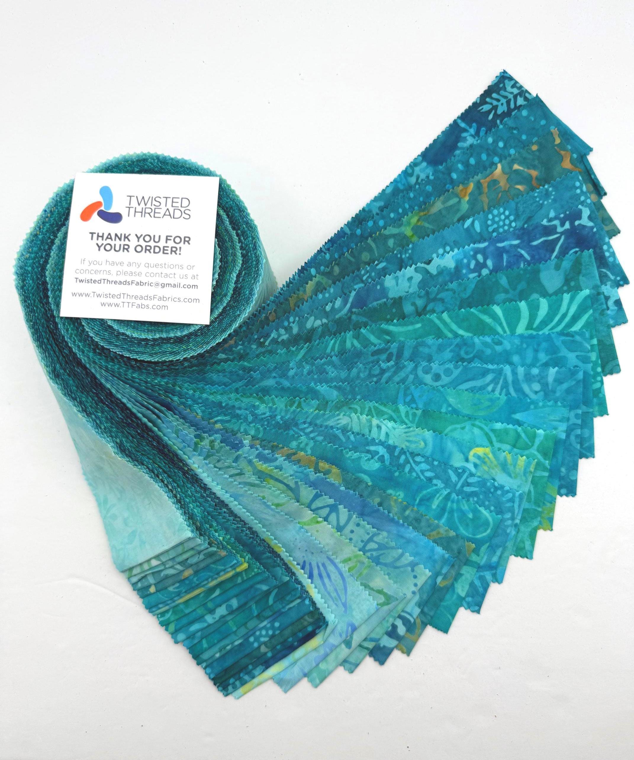 Java Batiks TURQUOISE V3 Cotton Batik Fabric 2.5 Inch Strip Jelly