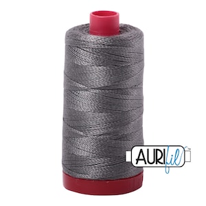 AURIFIL 5004 Grey Smoke Gray MAKO 12 Weight Wt 350 M 356Yd Spool Quilt Cotton Quilting Thread