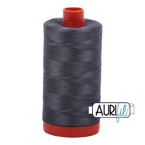 AURIFIL 6736 Jedi MAKO 50 Weight Wt 1300m 1422y Spool Dark Grey Gray Charcoal Slate Quilt Cotton Quilting Thread