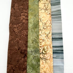 Assorted Batik 4 Half Yards Stash Builder Brown Olive Green Beige Gray Gray Ombre Marbled Batik Cotton Batik Fabric 2 Total Yards A31