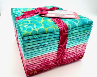 Java Batiks Turquoise Blue Light to Dark Turquoise Version 2 Batik Fat ...