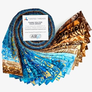 Java Batiks Ocean Version 2 Blue Brown Batik Jelly Roll 40 2.5 Inch Fabric Strips ST-MASJAB-OCE2