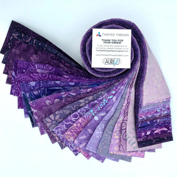 Java Batiks Purple Batik Jelly Roll 40 2.5 Inch Fabric Strips ST-MASJAB-PUR