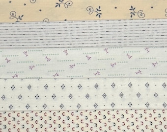 OOP Civil War Shirtings Reproduction Fabric 6 Inch Strips by 21/22 Blue Beige 8 Piece Bundle G41