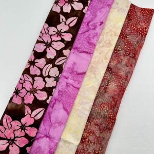 Assorted Batik 4 Half Yards Stash Builder Pink Brown Cream Orange Floral Marbled Batik Cotton Batik Fabric 2 Total Yards A50