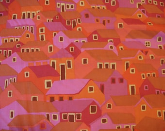 OOP RARE Rowan Kaffe Fassett Brandon Mably Shanty Town Spring Red Pink 1 Yard 2 Inch Remnant PWBM047