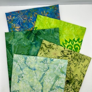 Assorted 5 YARDS Batik Green Blue Yellow Marbled Watercolors Batik Cotton Batik Fabric Five 1 Yards A113