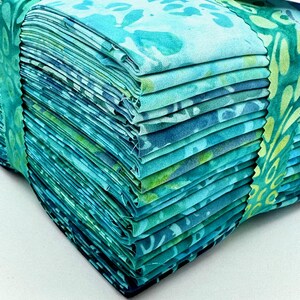 Java Batiks Turquoise Blue Light to Dark Turquoise Version 2 Batik Fat ...