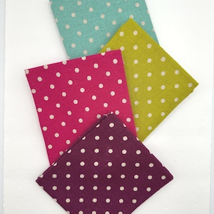 OOP Moda MoMo Mochi Linen Dot Pink Purple Aqua Blue Green Cotton Linen Fabric 4 FQ Fat Quarter Set