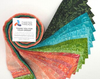 Java Batiks Jungle Cruise Cotton Batik Fabric 2.5 Inch Strip Jelly Roll -JUCR