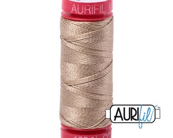 AURIFIL 2325 Linen Brown Khaki Tan Mako 12 Weight Wt 50M 54 Yards Spool Quilt Cotton Quilting Thread