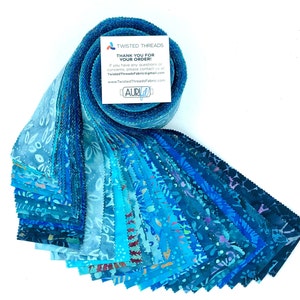 Java Batiks Blue Batik Jelly Roll 40 2.5 Inch Fabric Strips ST-MASJAB-BLU Version 2