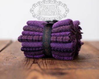 Primitive Gatherings Lisa Bongean Grape Wool Textures Small 6 x 8 Inch 8 Pc Purple Bundle