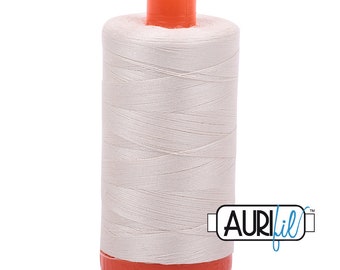 AURIFIL 2309 Silver White Neutral MAKO 50 Weight Wt 1300m 1422y Spool Quilt Cotton Quilting Thread