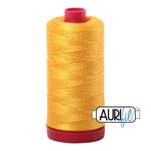 AURIFIL 2135 Yellow Gold MAKO 12 Weight Wt 350 M 356Yd Spool Quilt Cotton Quilting Thread