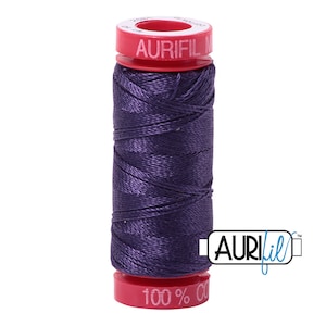 AURIFIL 2581 Dark Dusty Grape Purple MAKO 12 Weight Wt 54 Yards Spool Quilt Cotton Quilting Thread