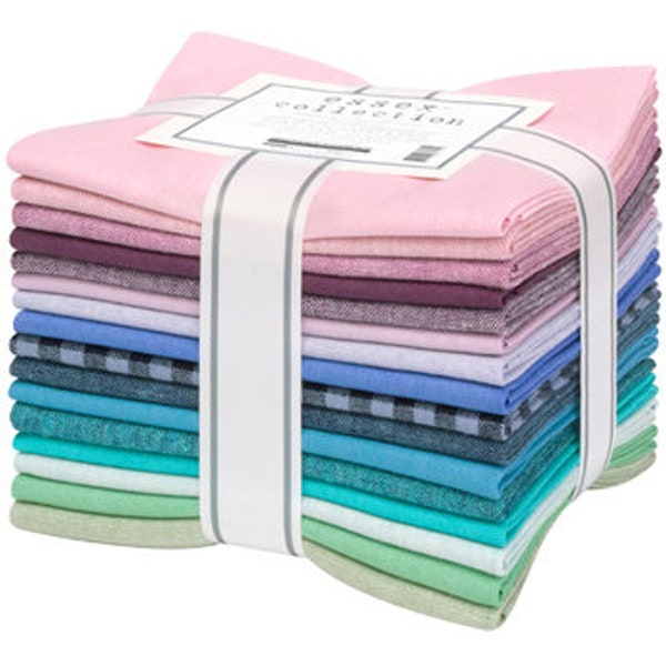 NEW Robert Kaufman Essex Collection - Breeze Colorstory 16 Fat Quarters FQ Bundle Modern Purple Teal Cotton Essex Linen Fabric