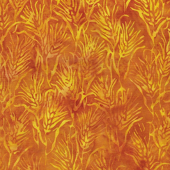 Yellow with Orange Batik Batik Fabric by the Yard