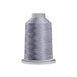 May include: A spool of silver gray thread for sewing or embroidery.
