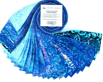 Java Batiks Blue Batik Jelly Roll 40 2.5 Inch Fabric Strips ST-MASJAB-BLU2 Version 2