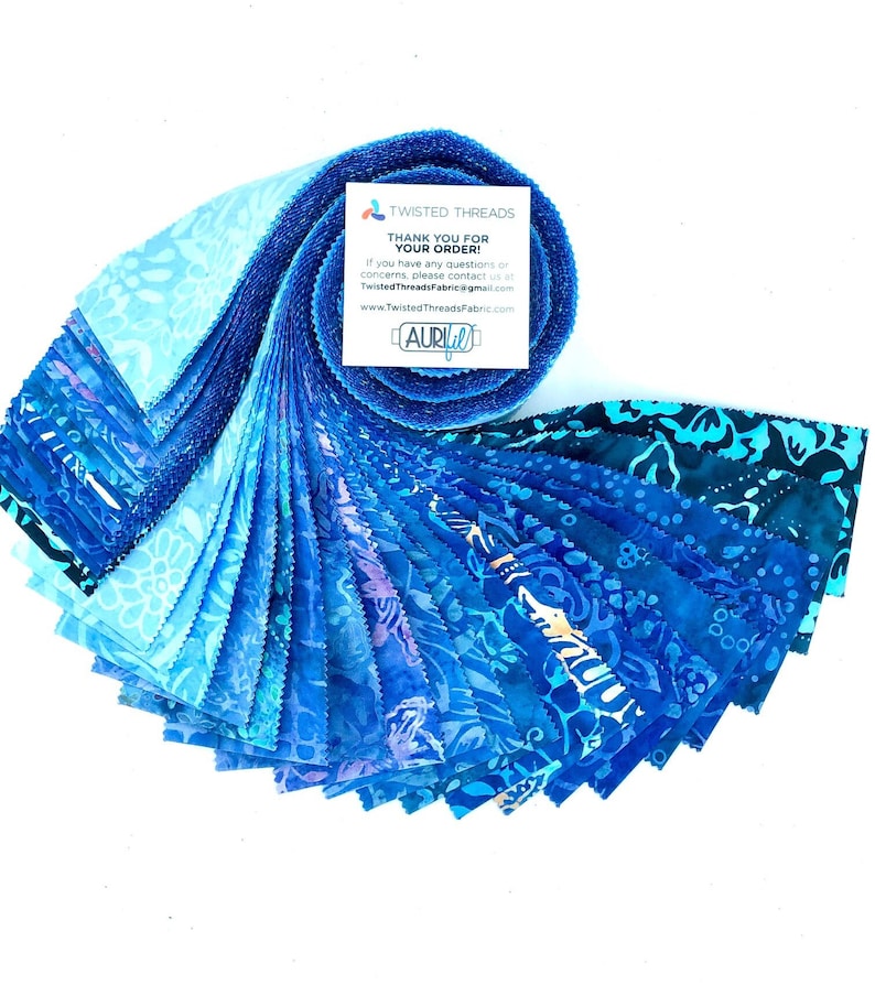 Java Batiks Blue Batik Jelly Roll 40 2.5 Inch Fabric Strips ST-MASJAB ...