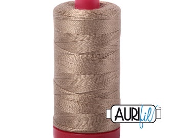 AURIFIL 2370 Sandstone Golden Brown Tan Khaki  MAKO 12 Weight Wt 350 M 356Yd Spool Quilt Cotton Quilting Thread