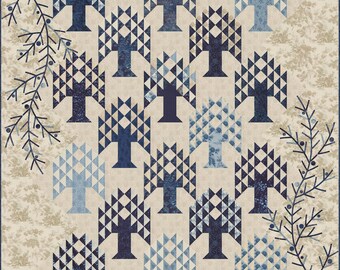 Laundry Basket Quilts LBQ Blue Spruce Printed Quilt Pattern 74 x 93.5