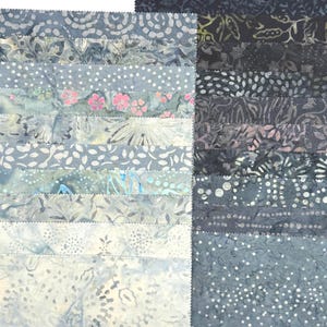 Java Batiks Stone 3  Grey Black Batik Layer Cake 10 x 10 Inch Fabric Squares STO3