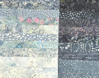 Java Batiks Stone 3  Grey Black Batik Layer Cake 10 x 10 Inch Fabric Squares STO3
