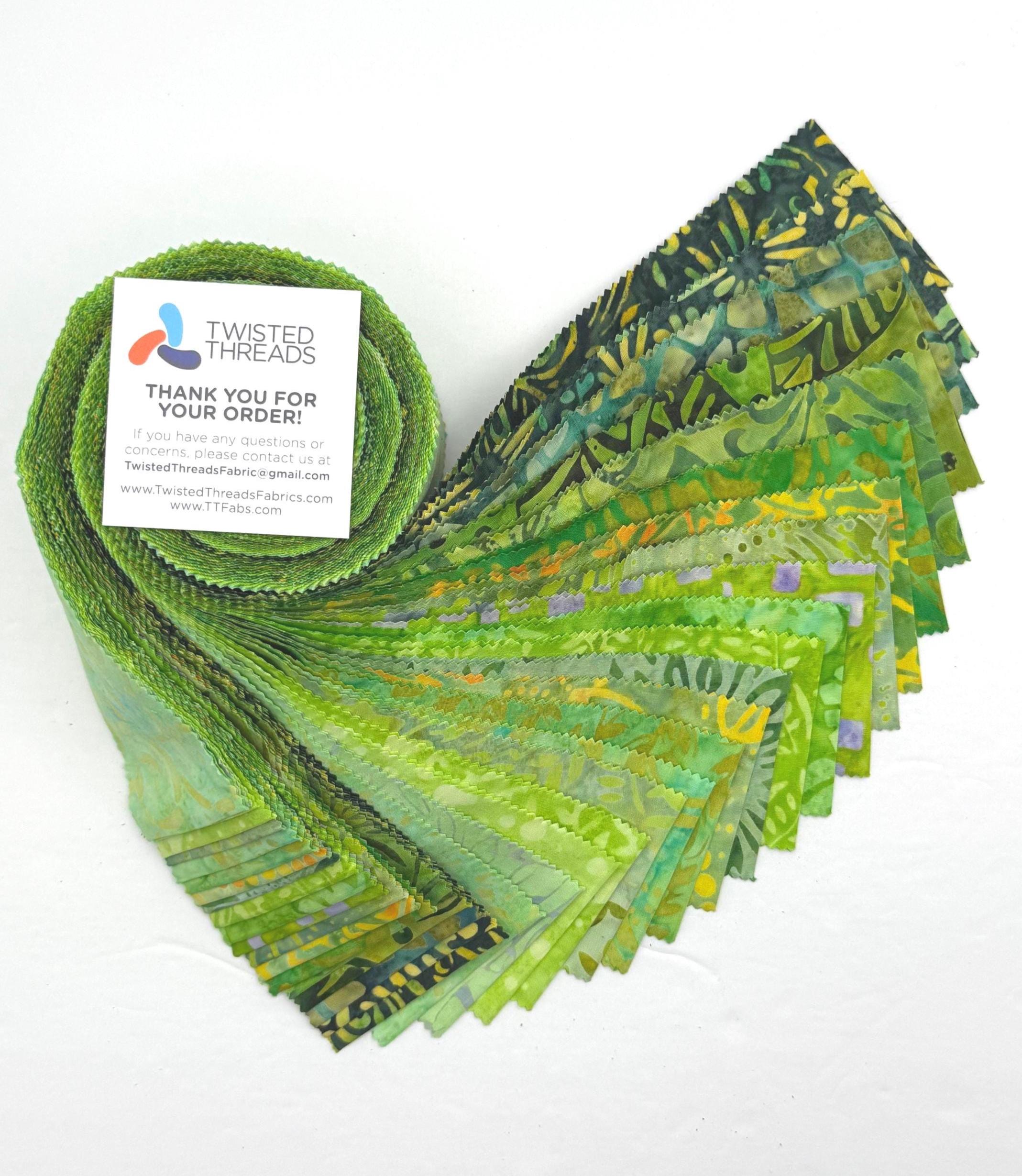 Java Batiks Bright Lime Green Batik Jelly Roll 40 2.5 Inch Fabric