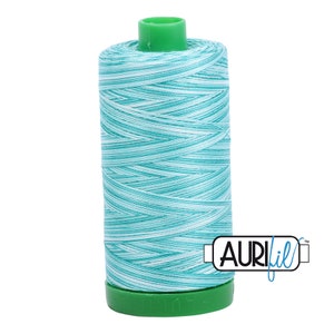 AURIFIL Variegated 4654 Turquoise Foam MAKO 40 Weight Wt 1000m 1094y Quilt Cotton Quilting Thread